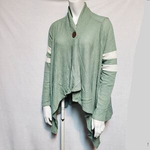 Cherish Green Cardigan with Varsity Stripes (L)
